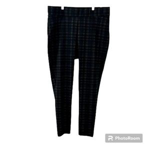 Signature Slimming by Christopher & Banks Black Gray Plaid Stretch Pants Size XL